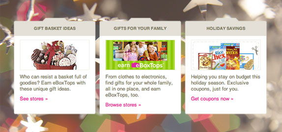boxtops screenshot with holiday decoration background