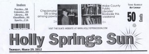 Scan of top header of Holly Springs Sun local newspaper showing New School NC Scholastic chess champion