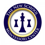 New School Chess Team Official Badge is a blue and gold circle with a king and two rooks