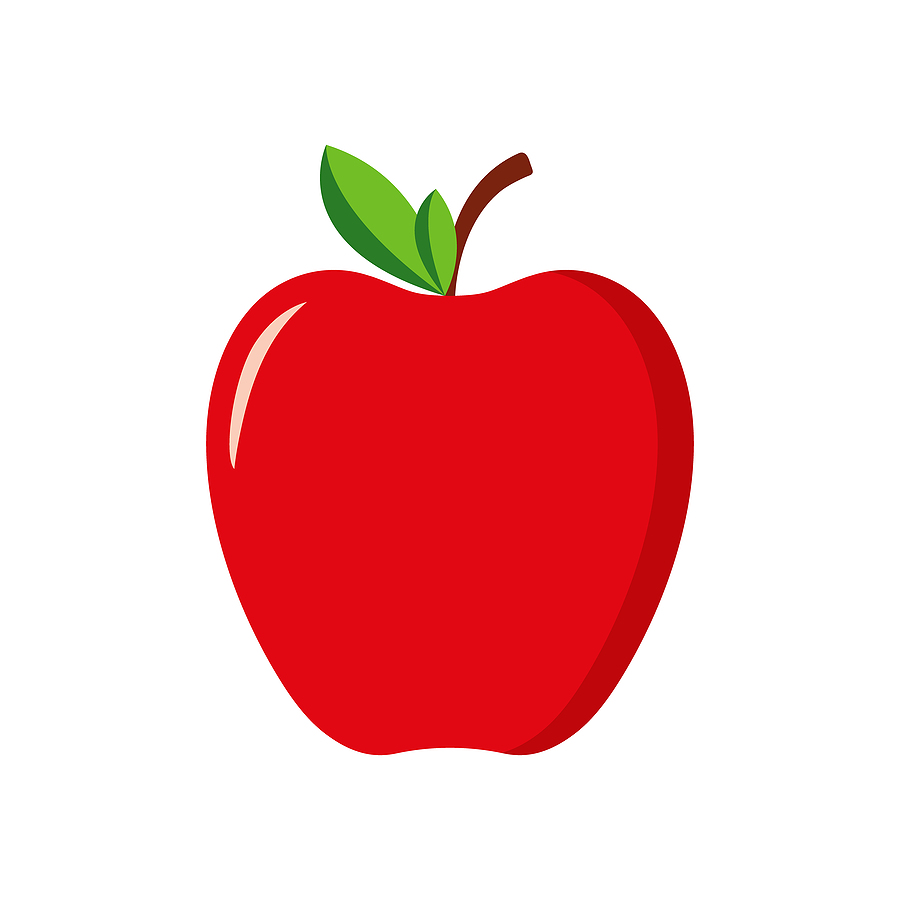 Red Apple With Green Leaf. Icon Of Fruit Apple. Cartoon Logo Iso – New  School Montessori Center