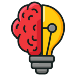 brain and lightbulb showing creativity