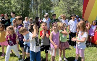 children waiting at the starting line for the fun run at The New School's Spring Fling