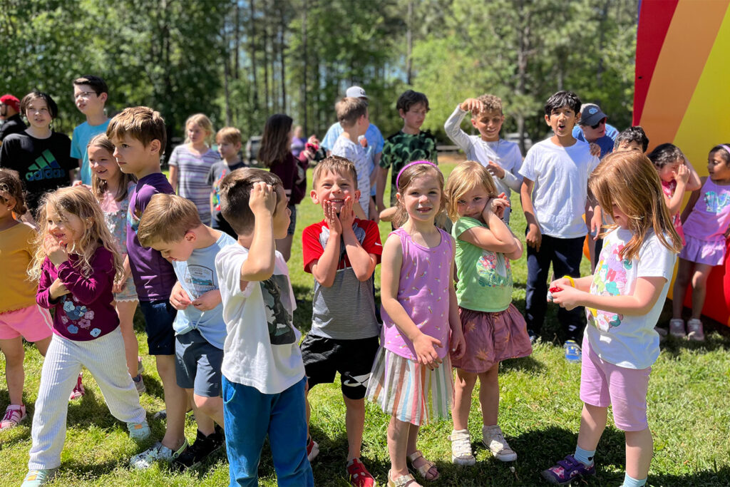 children waiting for a race at a fall picnic at The New School