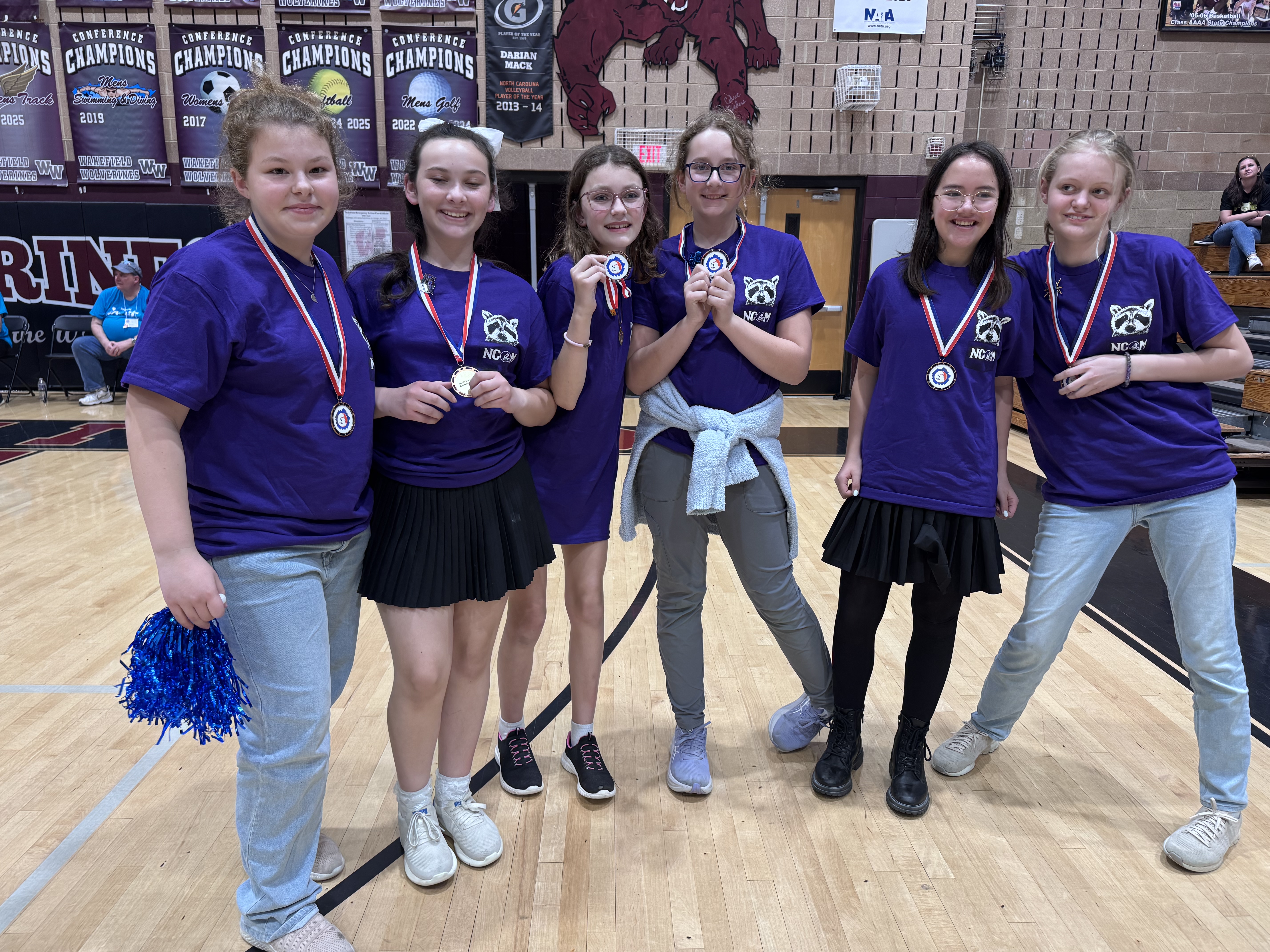 The New School Team celebrating their win at the Odyssey of the Mind competition in Raleigh